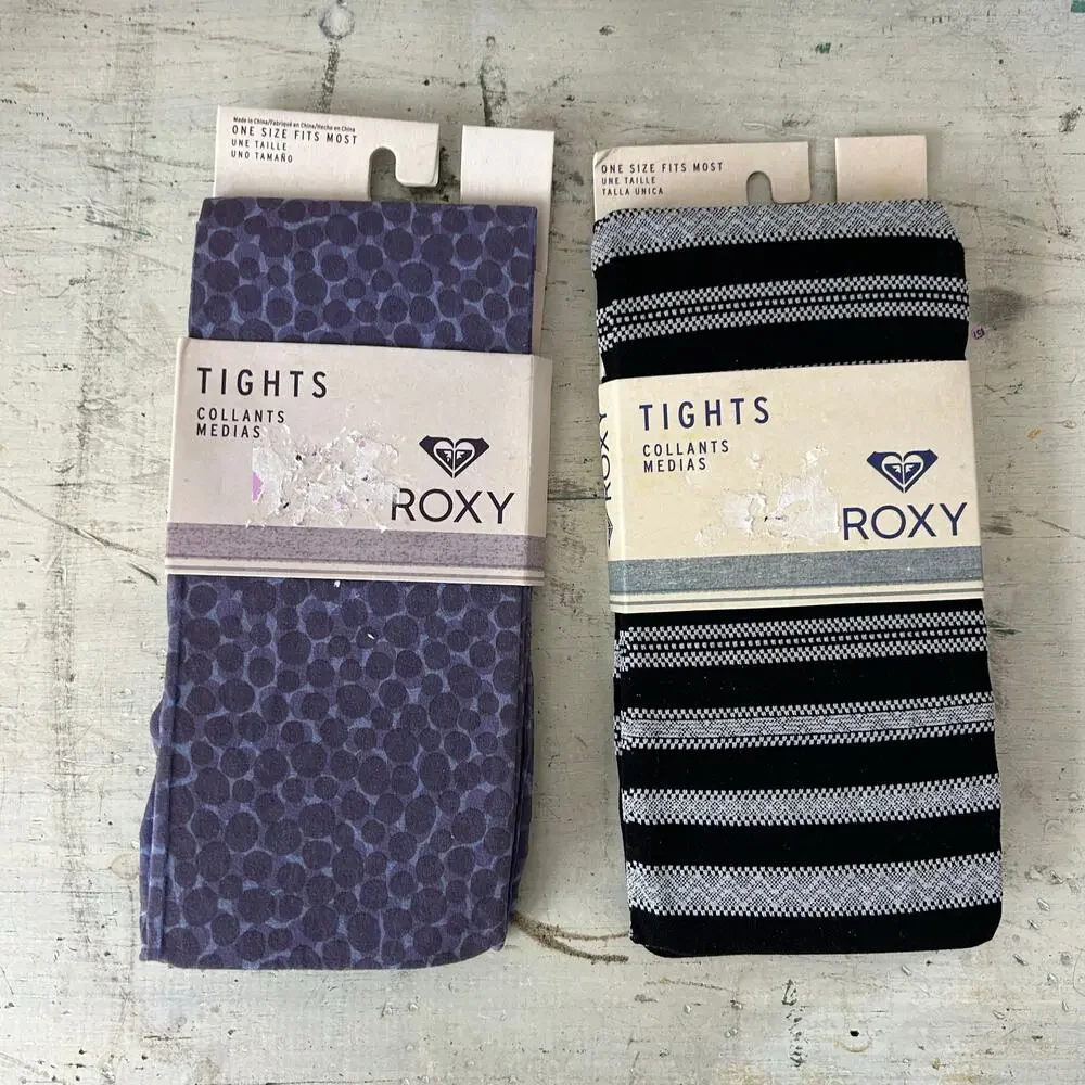 New Roxy tights Hosiery Legwear patterned sheer Striped Polka Dot one size